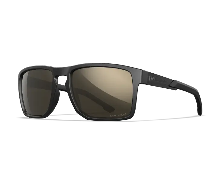 Wiley-X Apex sunglasses in black with captivate polarized tungsten mirror lenses