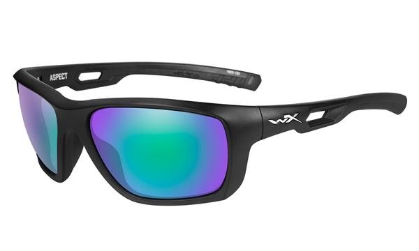 Wiley-X WX Aspect Sunglasses Matte Black/Polarized Emerald Mirror