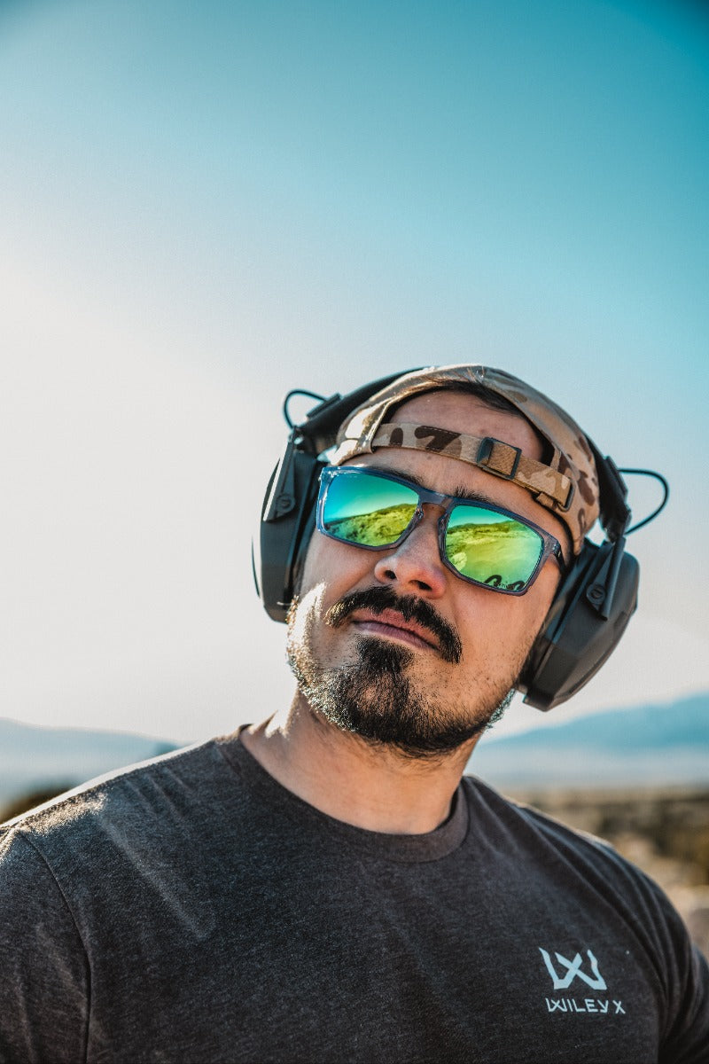Person wearing Wiley-X Axe sunglasses