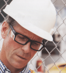 Man wearing Wiley-X Contour safety eyeglasses