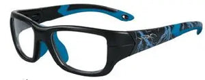 Matte Black w. Lightning-Electric Blue frame Clear lenses
