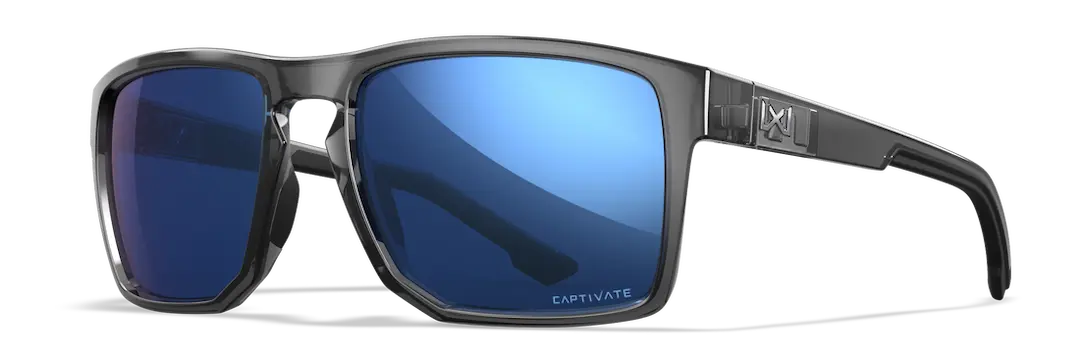 Wiley-x Founder sunglasses in crystal gray with polarized green mirror lenses