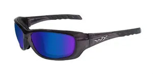 Black Crystal frame with Captivate Polarized Blue Mirror Lenses