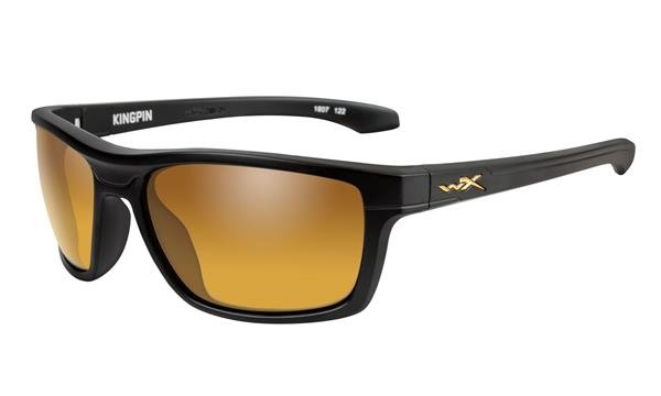 Wiley-X WX Kingpin Sunglasses Matte Black/Polarized Venice Gold Mirror