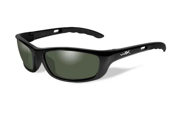 Wiley-X P-17 Gloss Black frame with Captivate Polarized Smoke Green Lenses