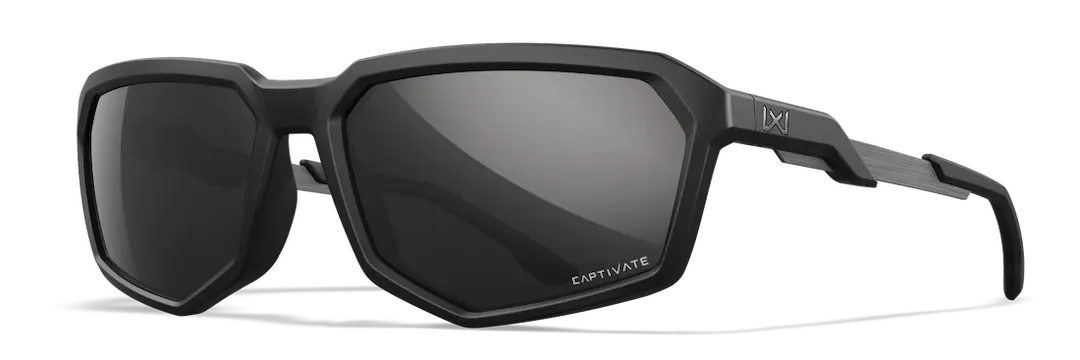 Wiley-X Recon sunglasses in matte black with captivate polarized lenses