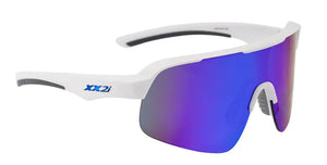 White Matte frame/Blue Mirror lenses